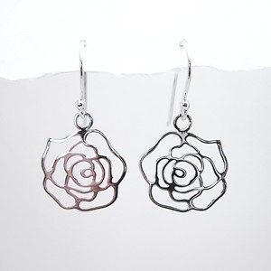 Openwork Rose Dangle Earrings Sterling Silver